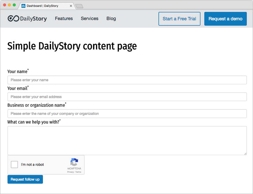 Content Page with Lead Capture Form