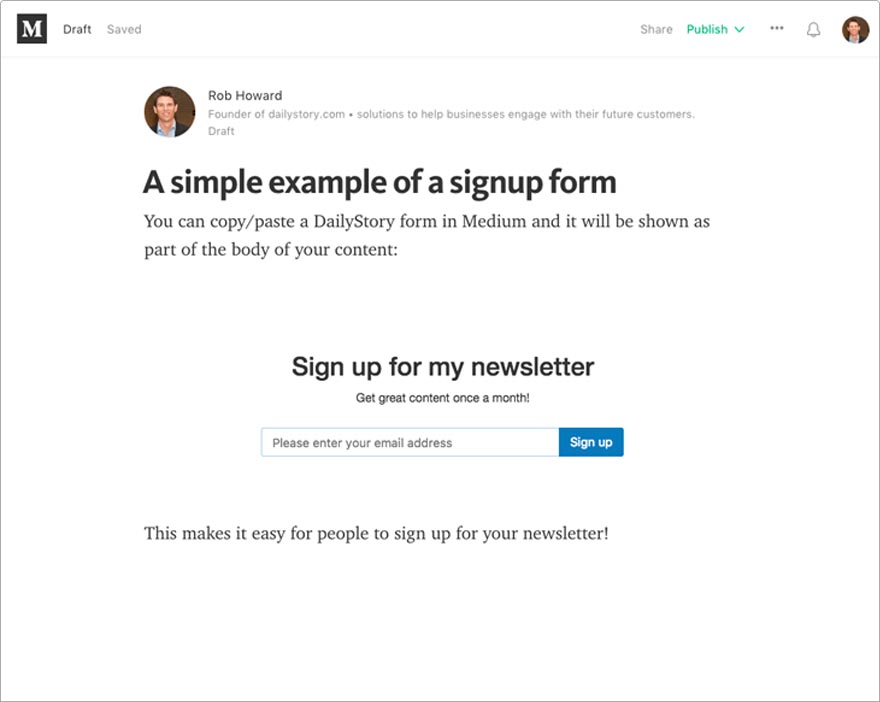 Lead Capture Form in Medium