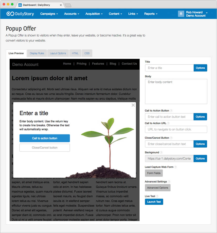 Create Welcome or Exit Popup offer