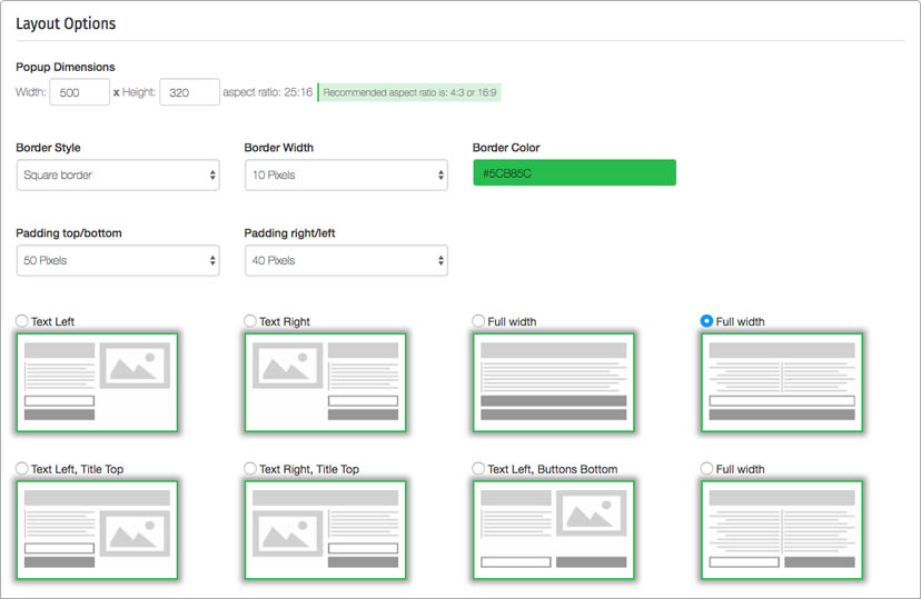 Configure offer layout
