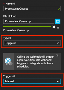 Set Azure Trigger details