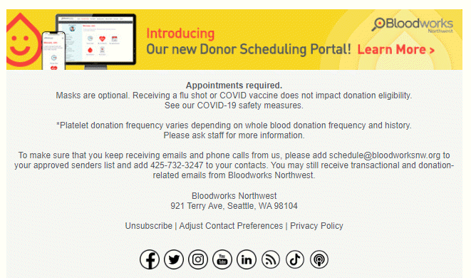 Example of an email footer