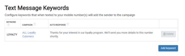 DailyStory Text Message Keywords
