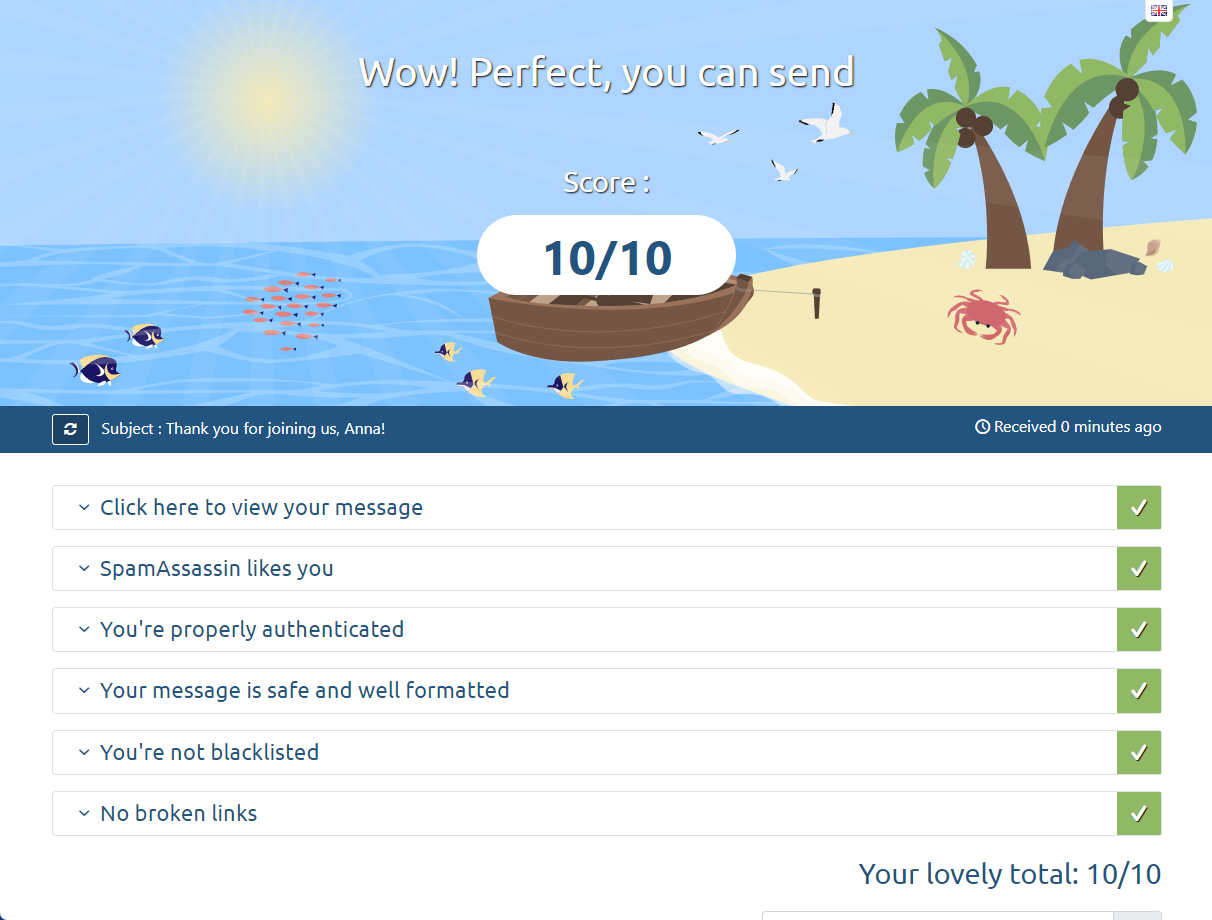 Test an email with mail-tester.com