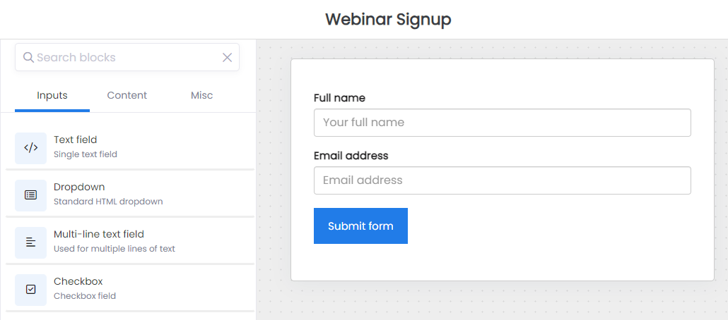 Zoom webinar web form sign up