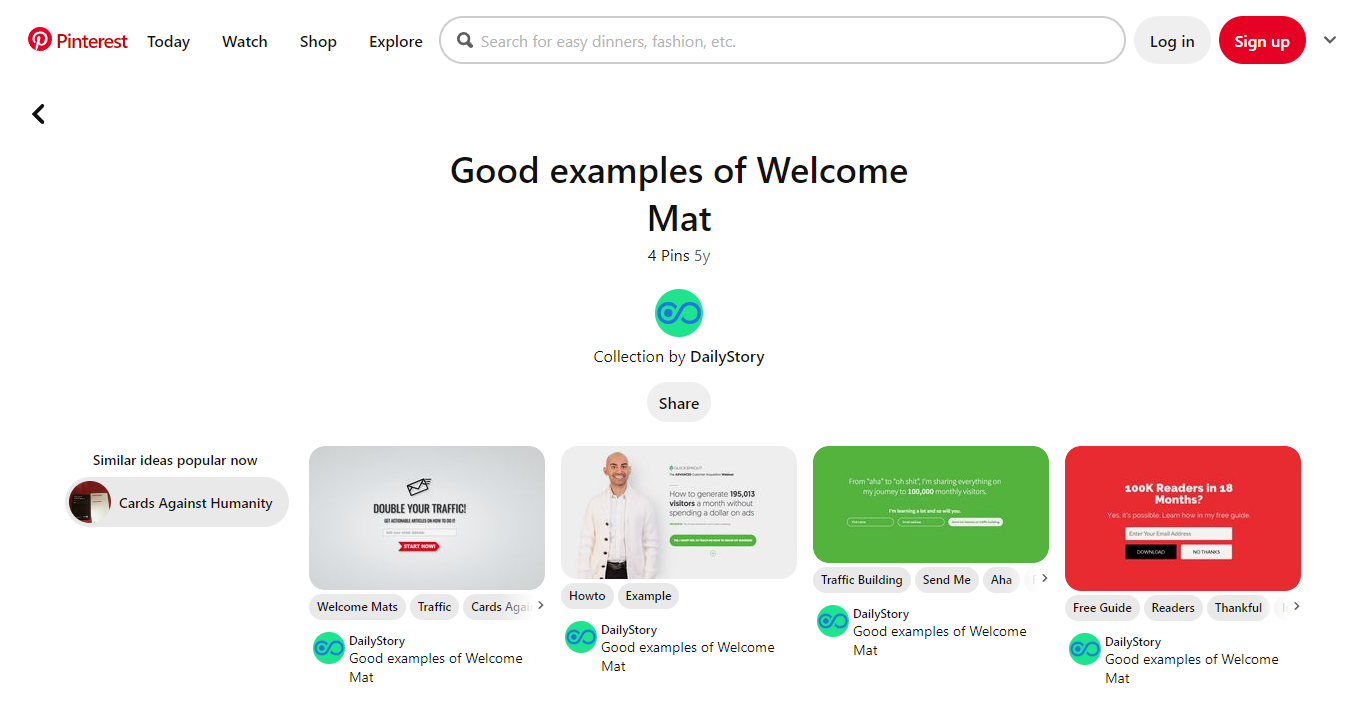 welcome mat popup examples on Pinterest