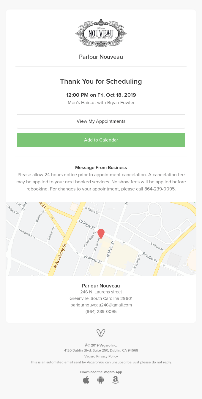Transactional email appointment reminder
