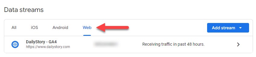 Google Analytics Web Data Stream