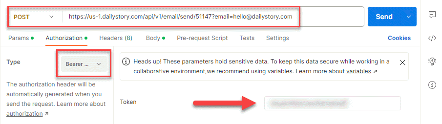 Transactional email example - set authorization
