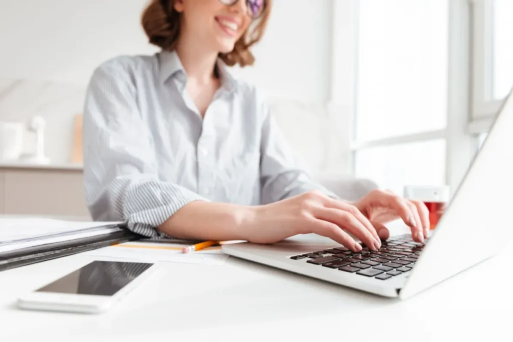 woman following up on an email